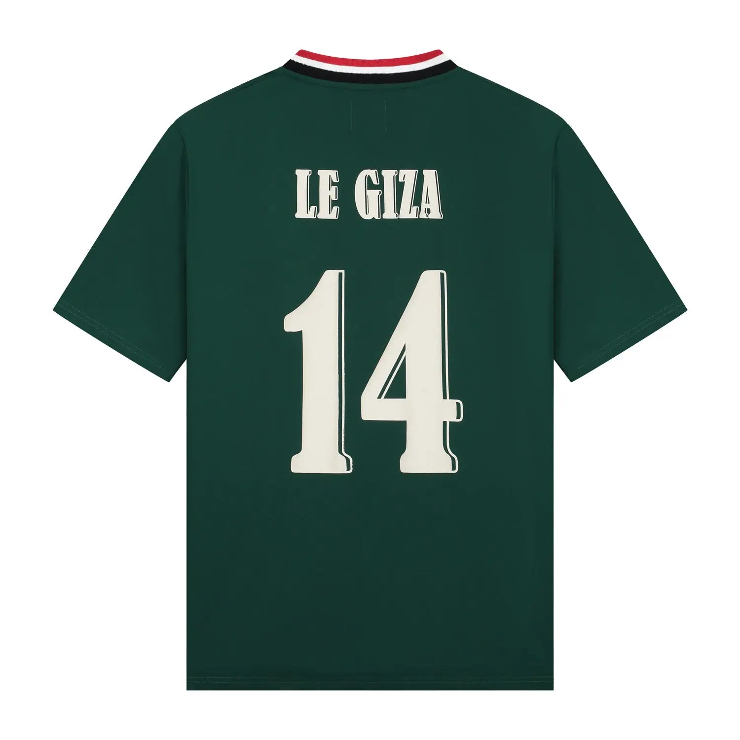 Back view of the Dark Green Le Giza Football Jersey featuring the number 14 screen-printed.
