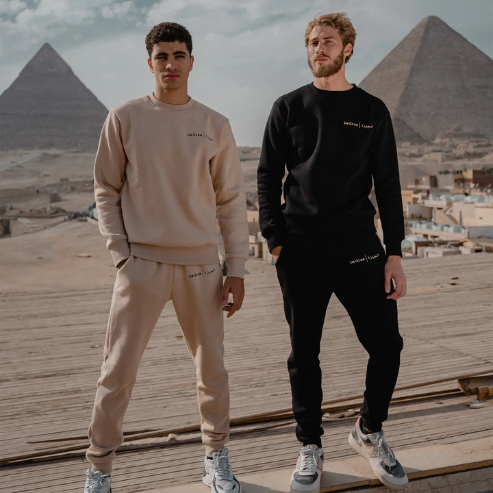 Twin Logo Sweatpants Beige - Le Giza